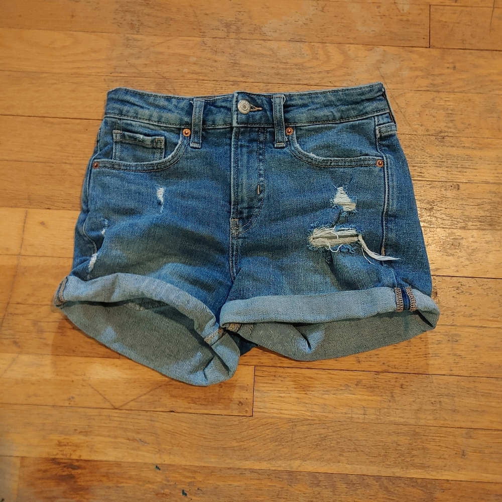 COPY - Old Navy High Rise Ripped Blue Jean Shorts